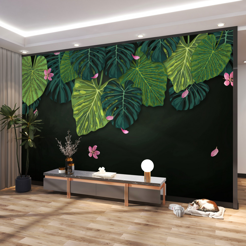 Fototapeta tropikalne liście w nocy