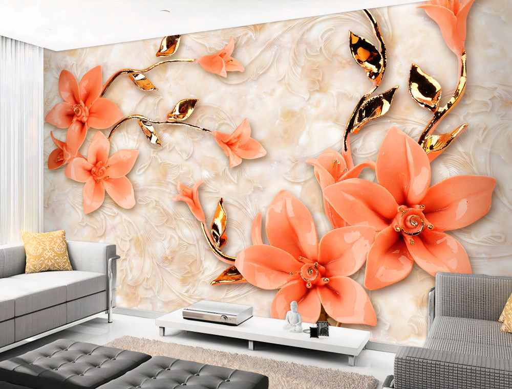 Fototapeta magnolia z kwiatem brzoskwini