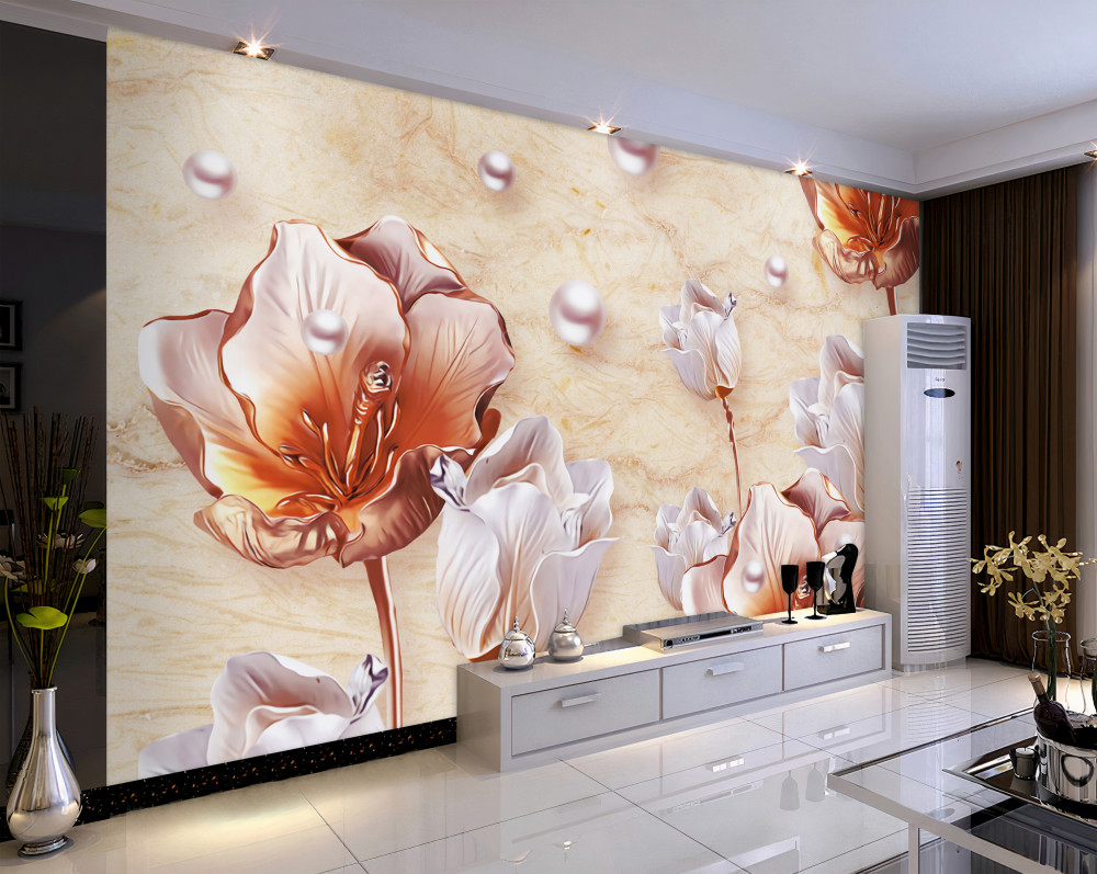 Fototapeta koraliki ze strasu i delikatne kwiaty