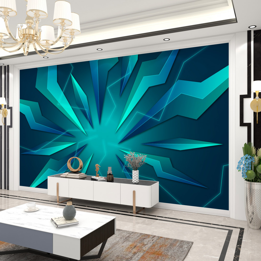 Fototapeta niebieskie i turkusowe zakrzywione fale