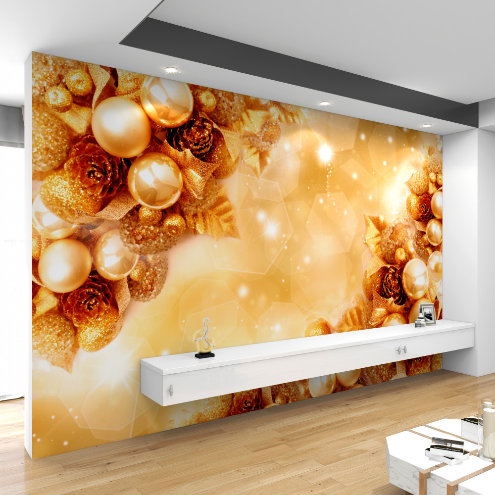 Fototapeta złote perły na złotych liściach