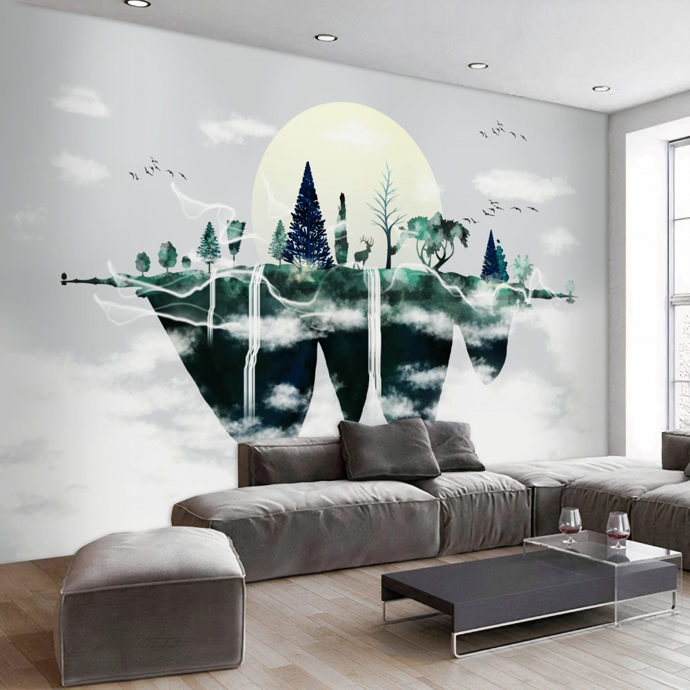 Fototapeta gęsty zielony las w odbiciu wody