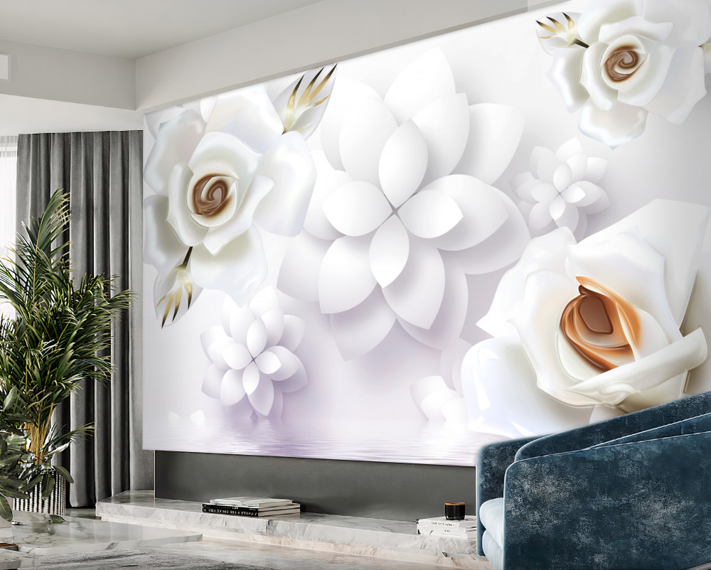 Fototapeta białe kwiaty w kompozycji