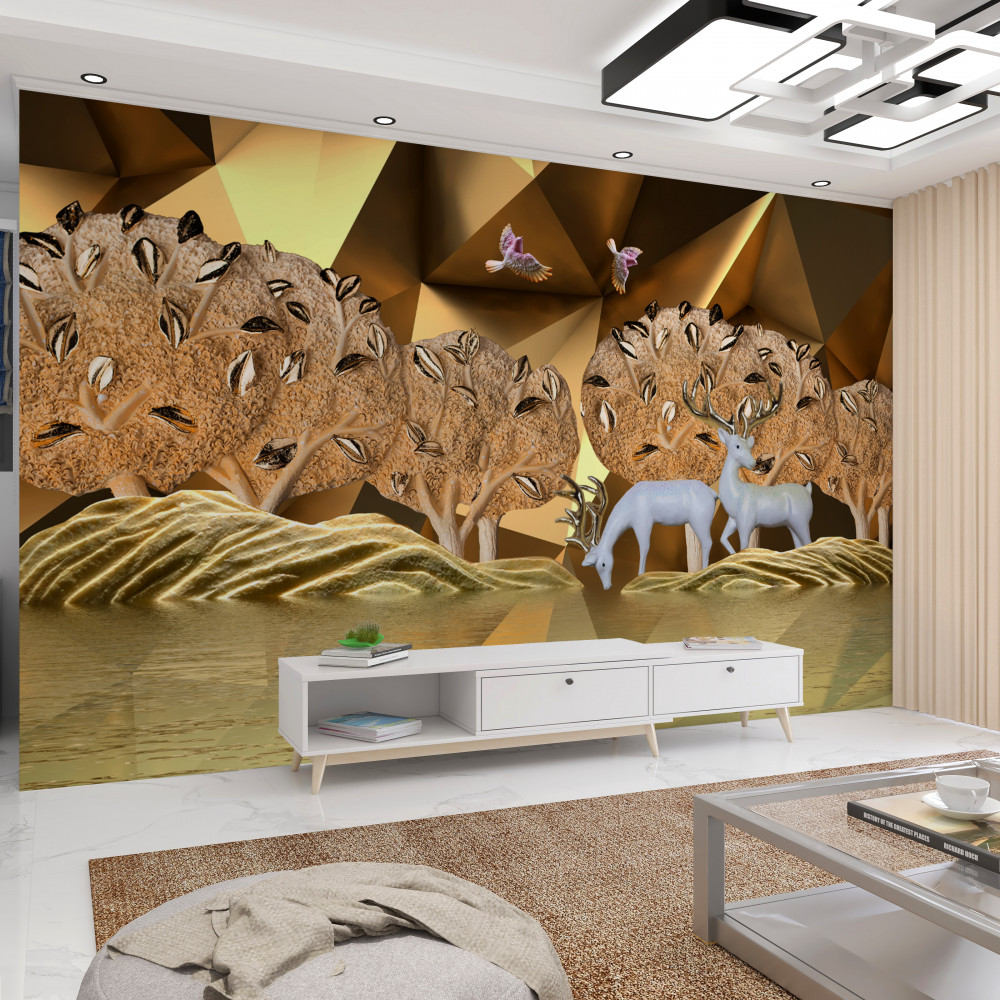 Fototapeta konie przy wodopoju w lesie