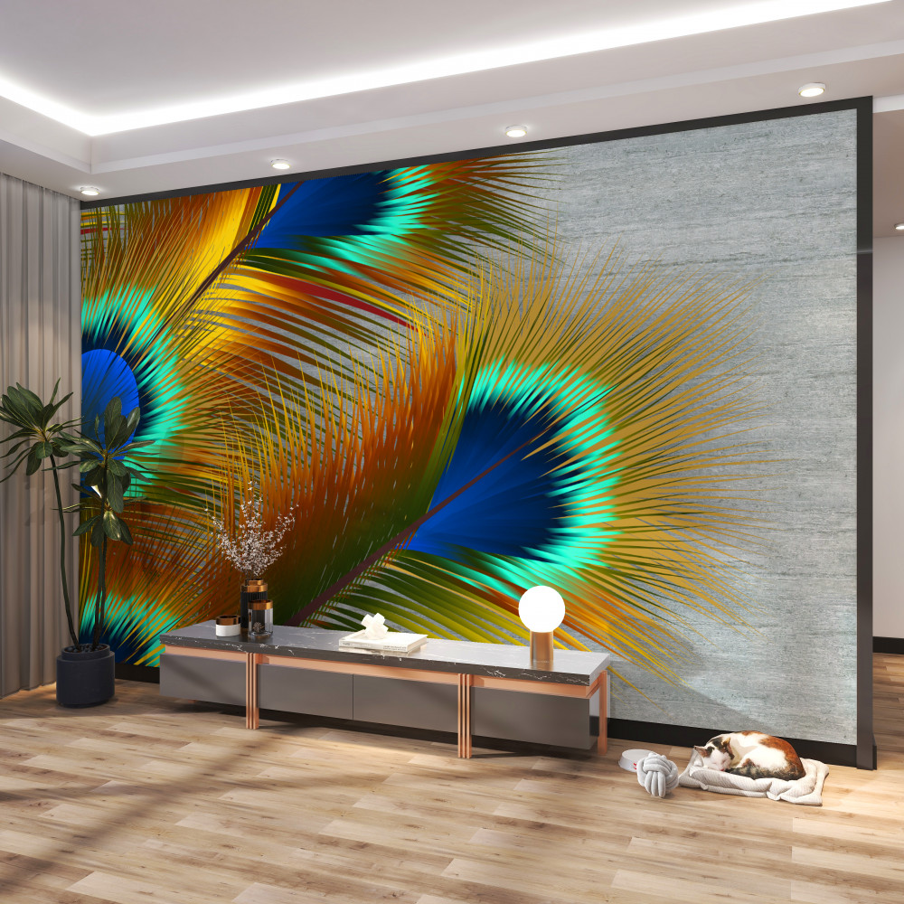 Fototapeta jasne pawie pióra