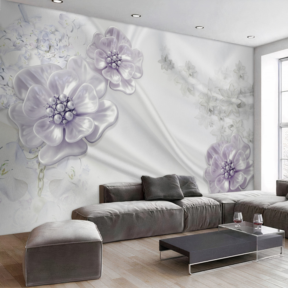 Fototapeta luksusowe liliowe kwiaty na jedwabiu