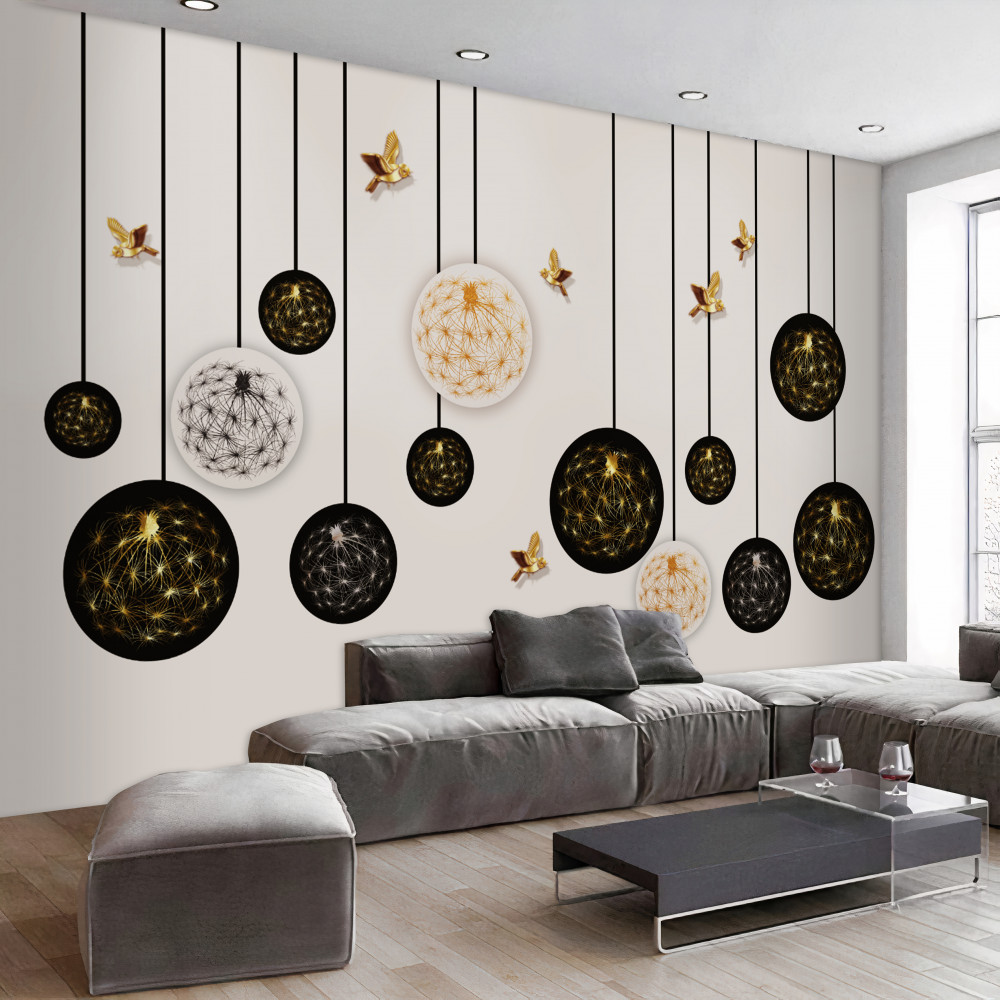 Fototapeta czarne kulki zawieszone na białym tle