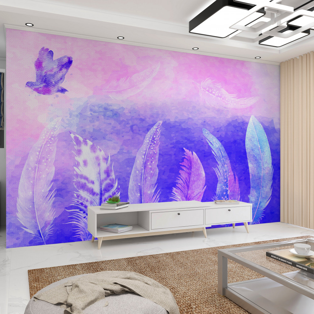 Fototapeta ptak lecący nad piórami