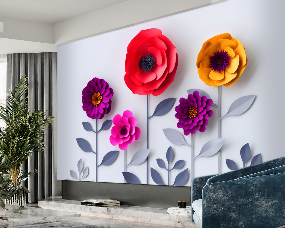 Fototapeta kwiaty w różnych kolorach