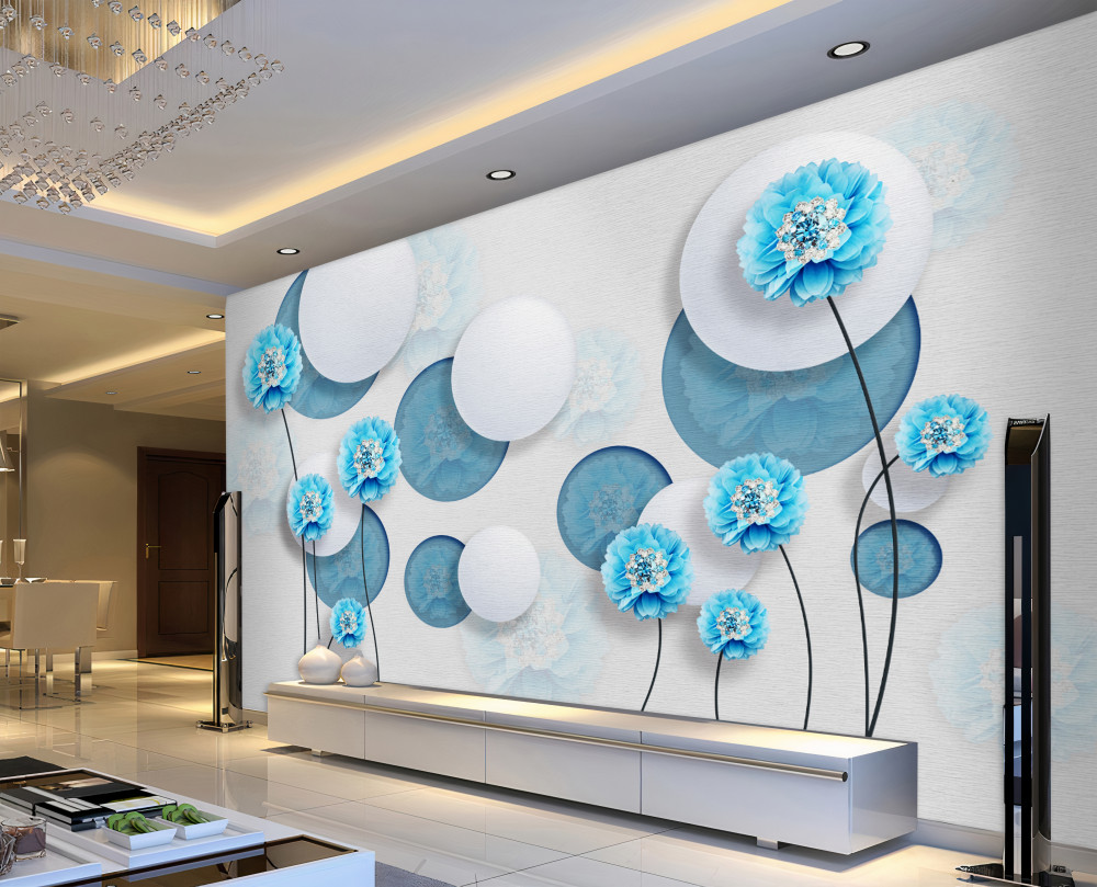 Fototapeta niebieskie goździki i abstrakcja