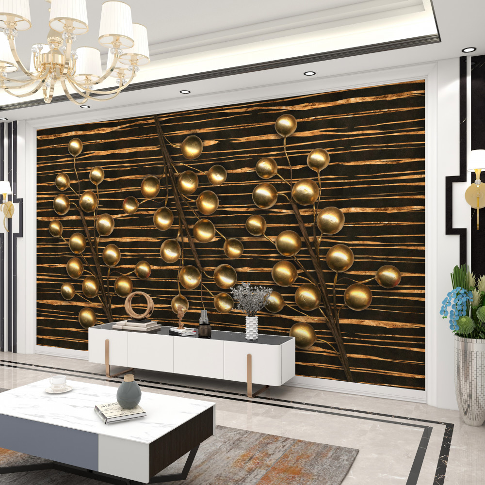 Fototapeta złote perły na brązowym tle