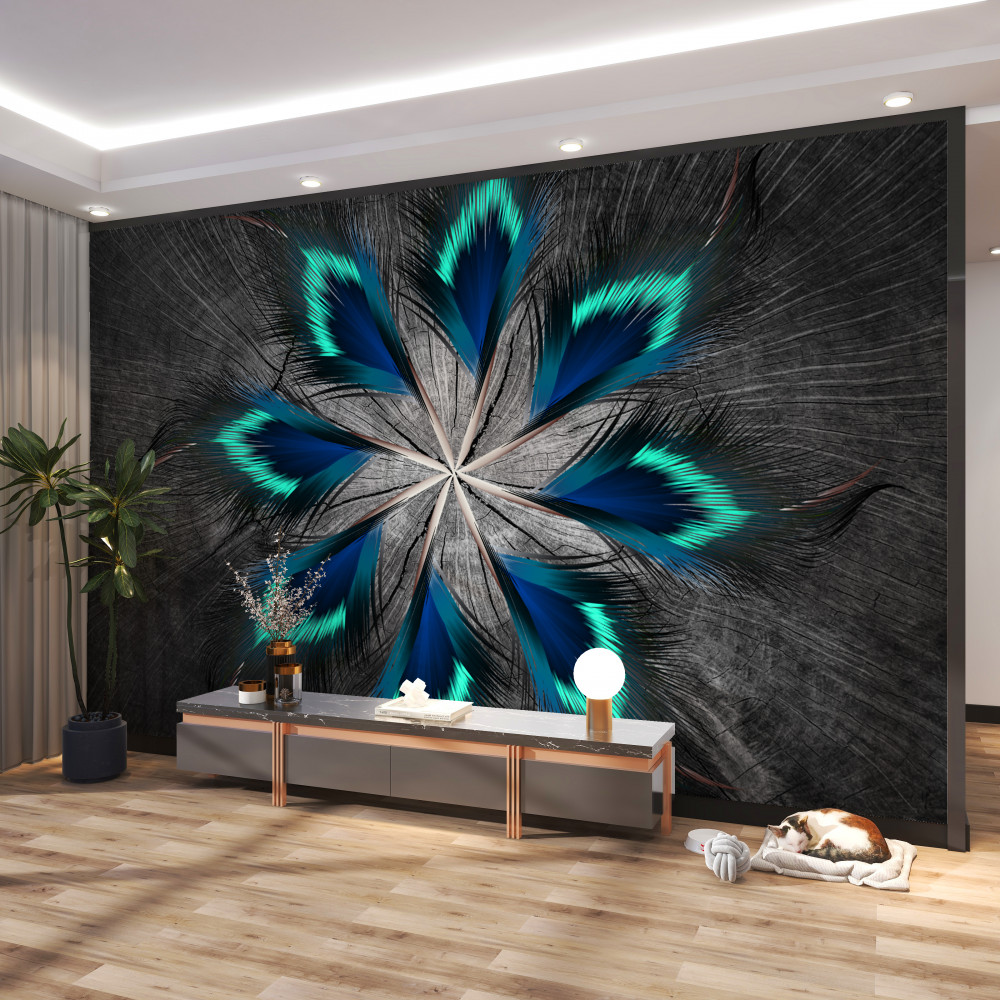 Fototapeta abstrakcyjne pawie pióra w kształcie gwiazdy