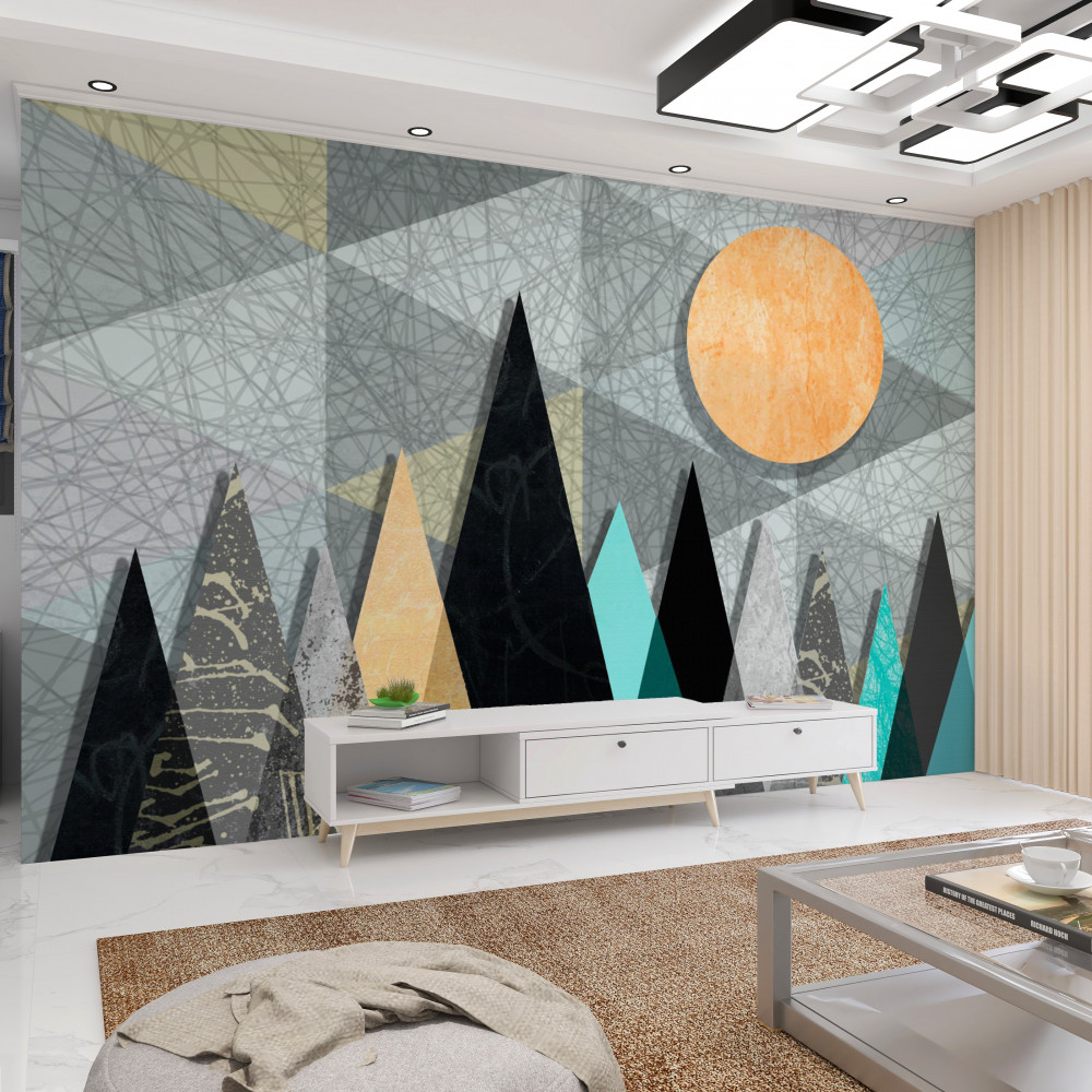 Fototapeta zachód słońca nad lasem iglastym