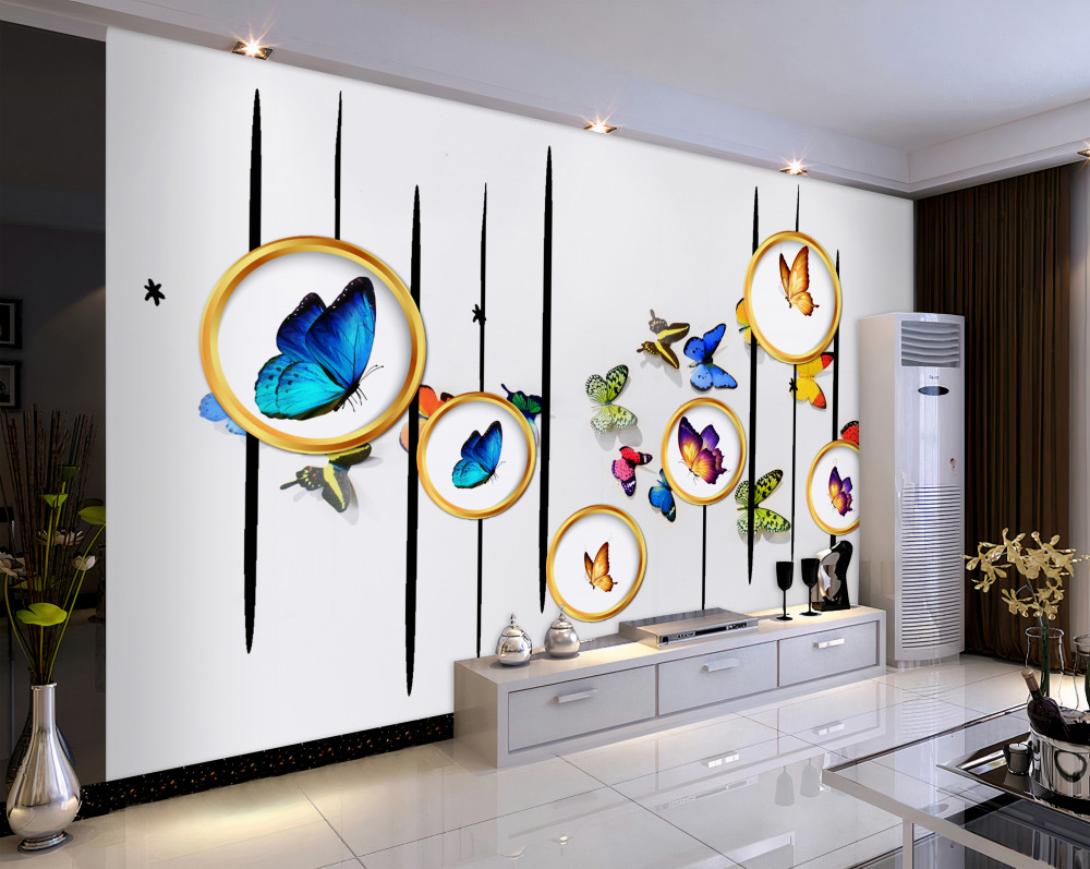 Fototapeta motyle w złotych kółkach na białym tle