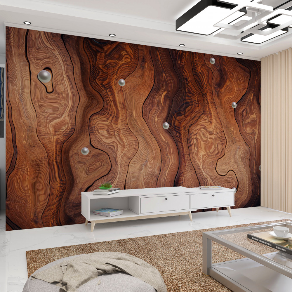 Fototapeta szorstkie teksturowane drewno i perły