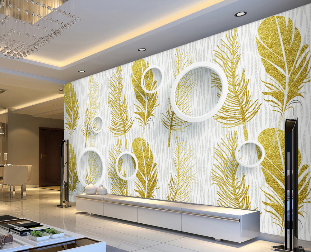 Fototapeta złote pióra i białe kółka