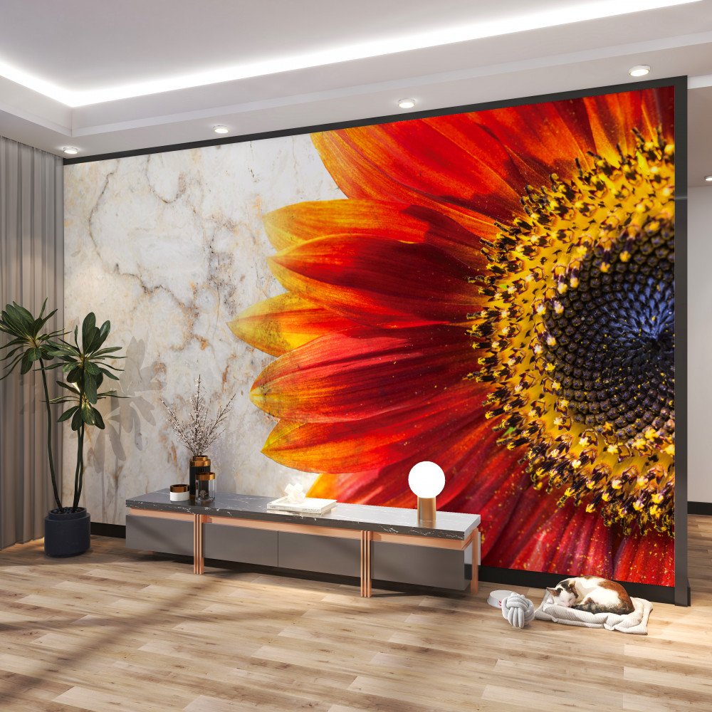 Fototapeta duża czerwono-pomarańczowa gerbera