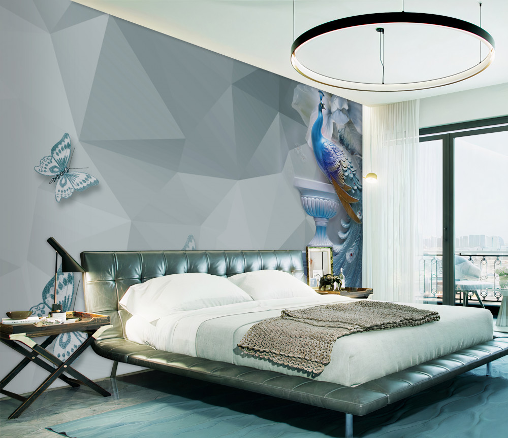 Fototapeta wspaniały paw i motyle