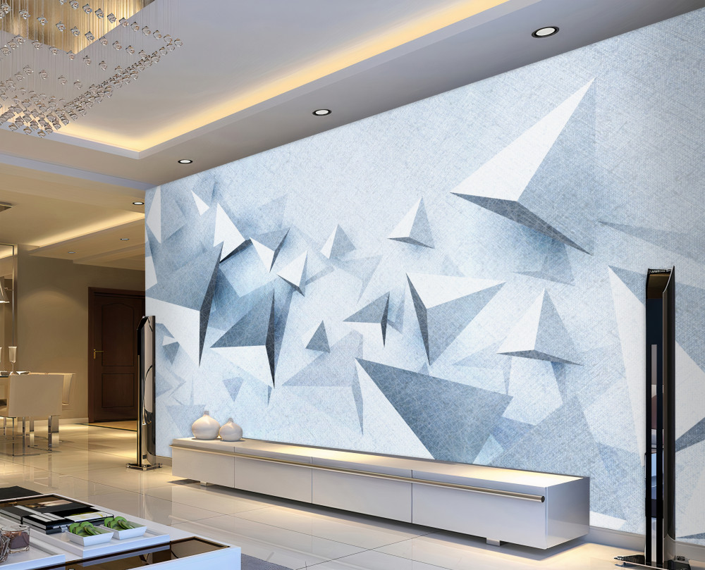 Fototapeta wolumetryczne białe trójkąty o różnych rozmiarach