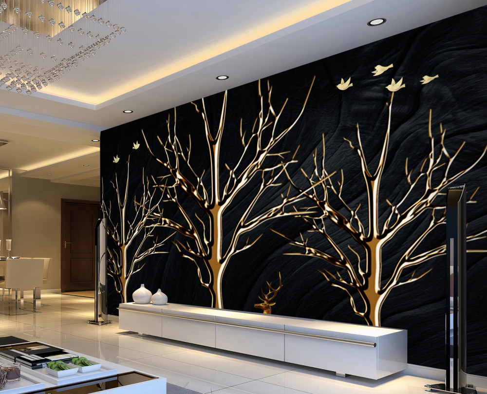 Fototapeta nocny spacer jeleni w pobliżu drzew