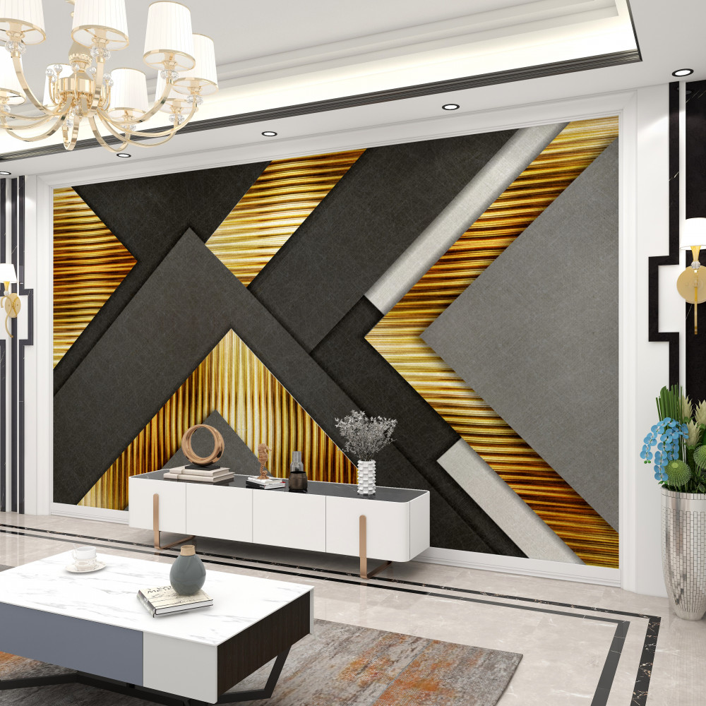Fototapeta czarne prostokąty ze złotymi liniami