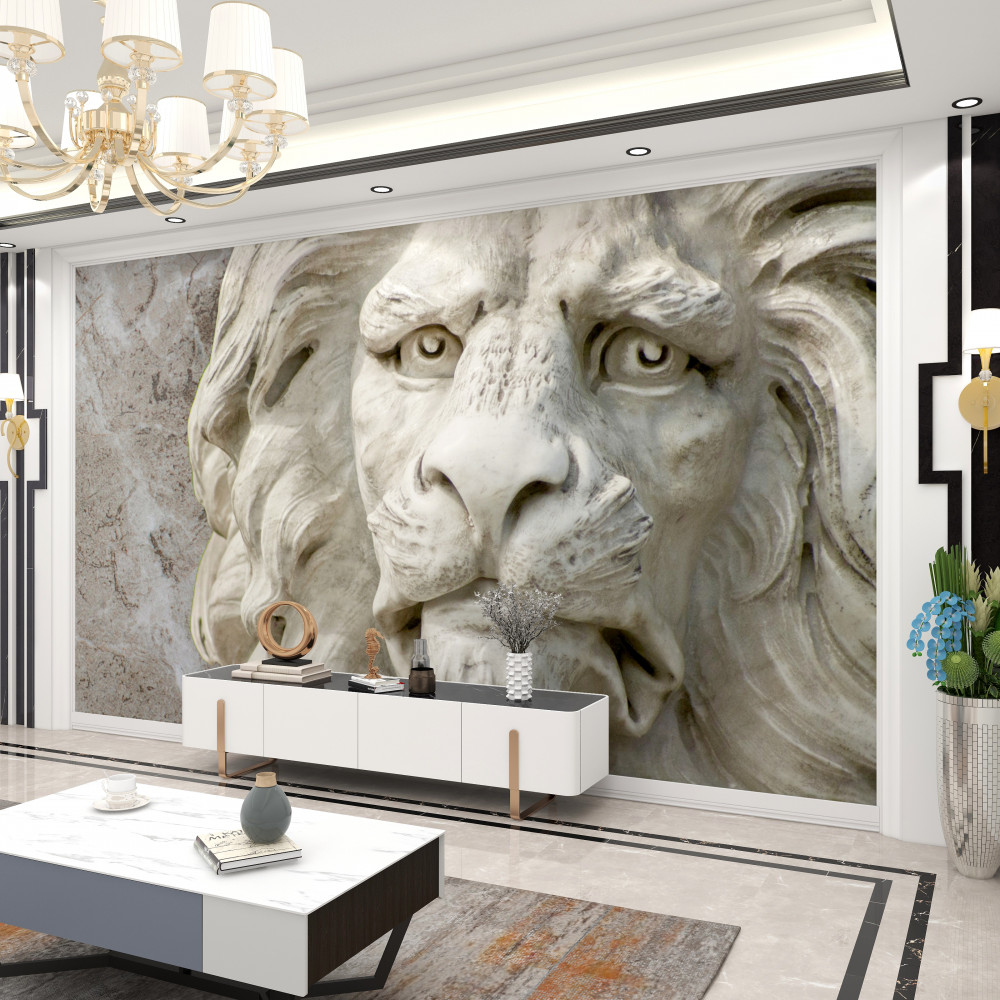 Fototapeta płaskorzeźba przedstawiająca twarz lwa