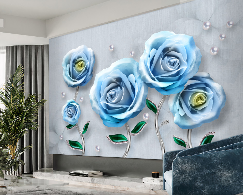 Fototapeta układ niebieskich róż