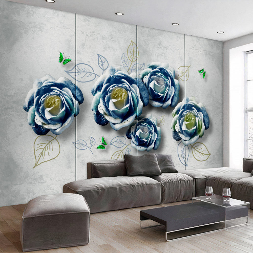 Fototapeta niezwykłe niebieskie i białe róże