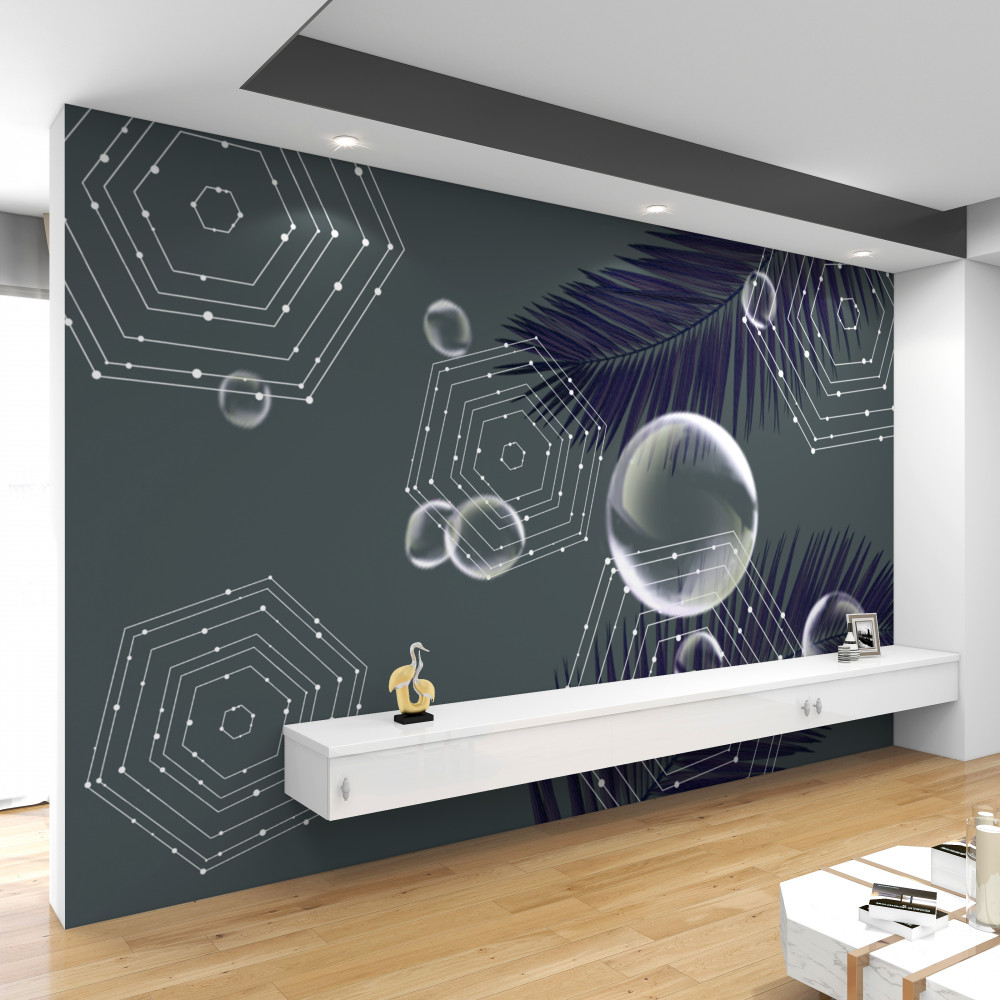 Fototapeta geometryczne kształty i liście