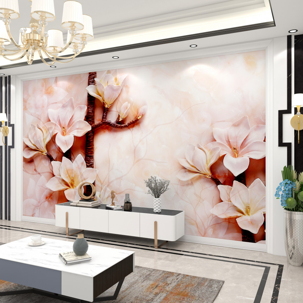 Fototapeta delikatne różowe gałęzie magnolii