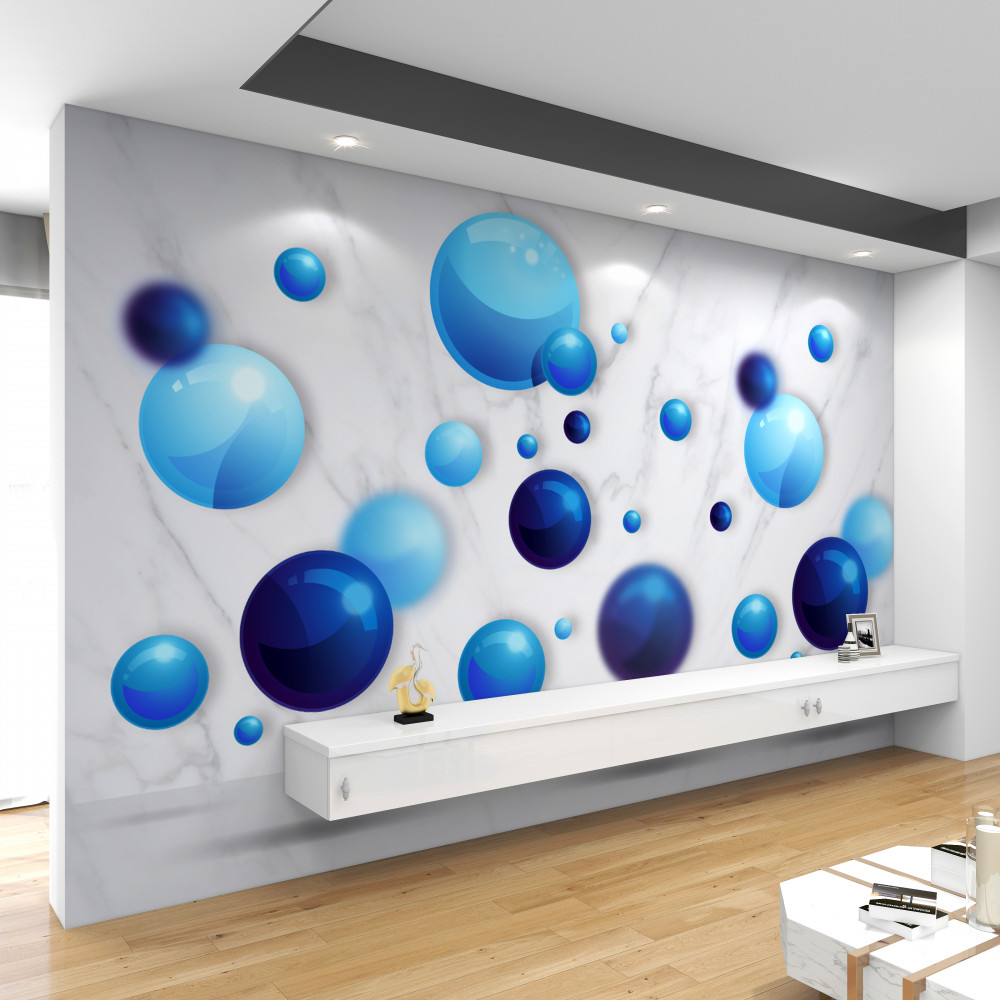 Fototapeta pływające niebieskie i niebieskie bąbelki