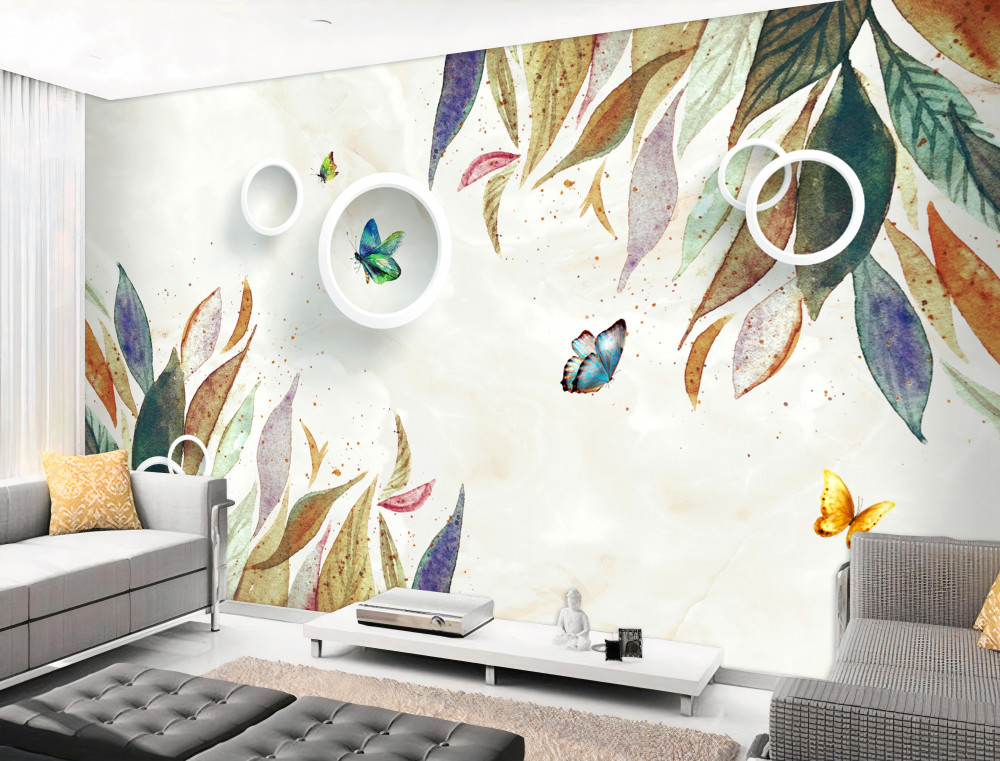 Fototapeta motyle i jesienne liście