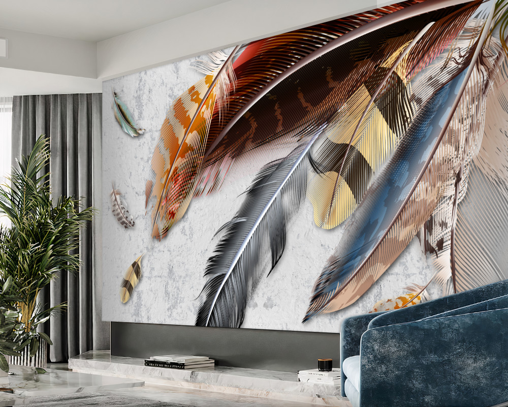 Fototapeta pióra różnych ptaków