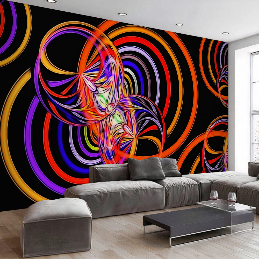 Fototapeta kolorowe żarówki w pierścieniach