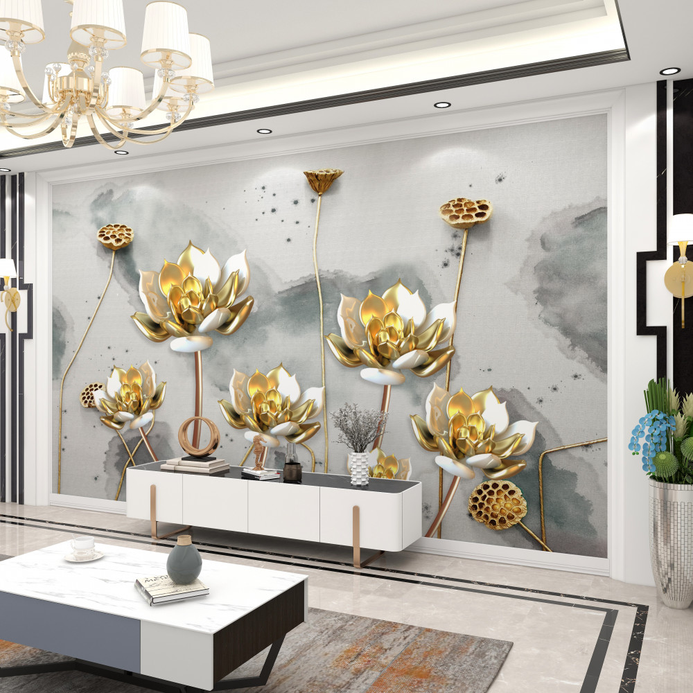 Fototapeta złote kwiaty na smukłych nogach