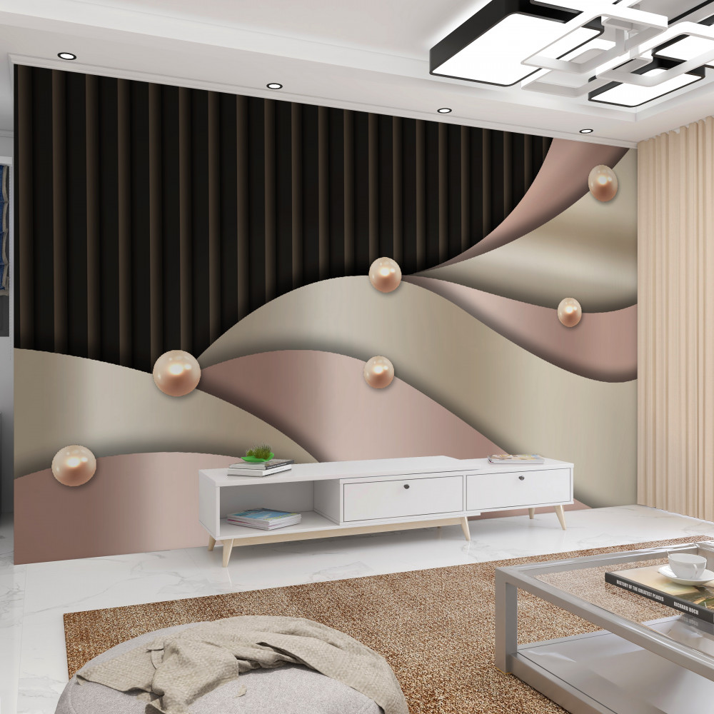 Fototapeta złote perły na abstrakcji jedwabiu