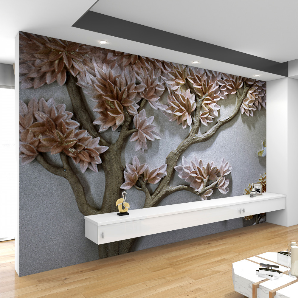 Fototapeta bujne drzewo liściaste i ptaki