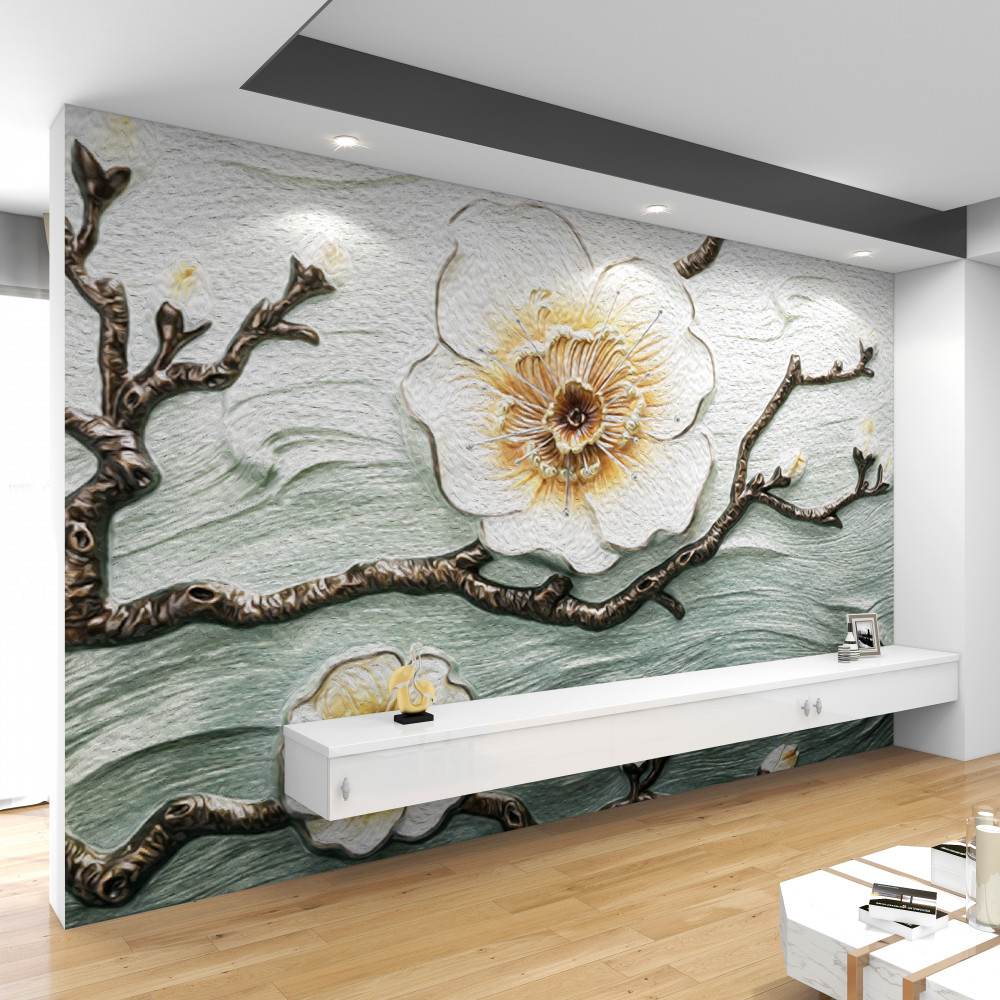 Fototapeta śnieżnobiałe pąki magnolii na wietrze