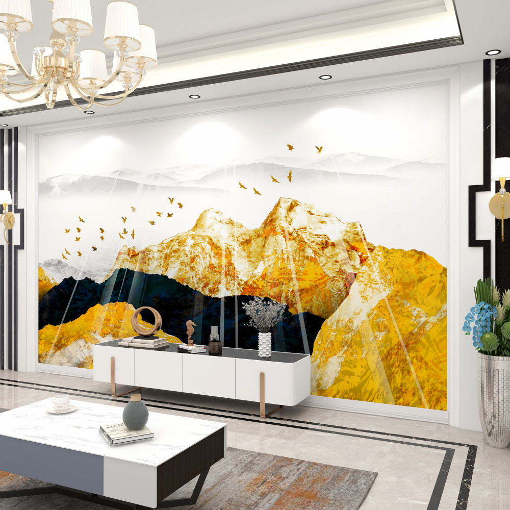 Fototapeta ilustracja promieni słonecznych w złotym lesie