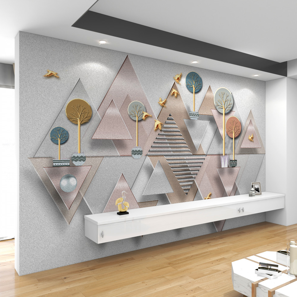 Fototapeta geometryczna abstrakcja lasu w odbiciu wody