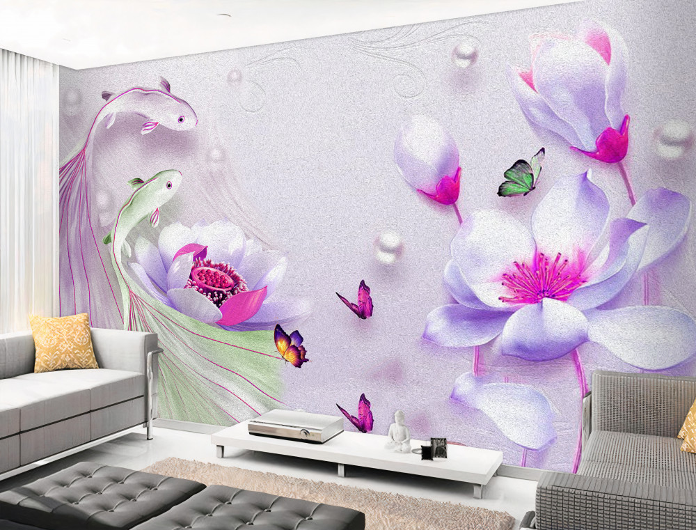 Fototapeta biała magnolia i ryby