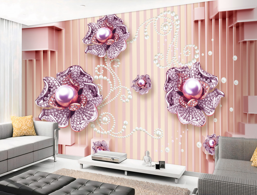 Fototapeta kwiaty diamentowe i perłowe na różowym tle
