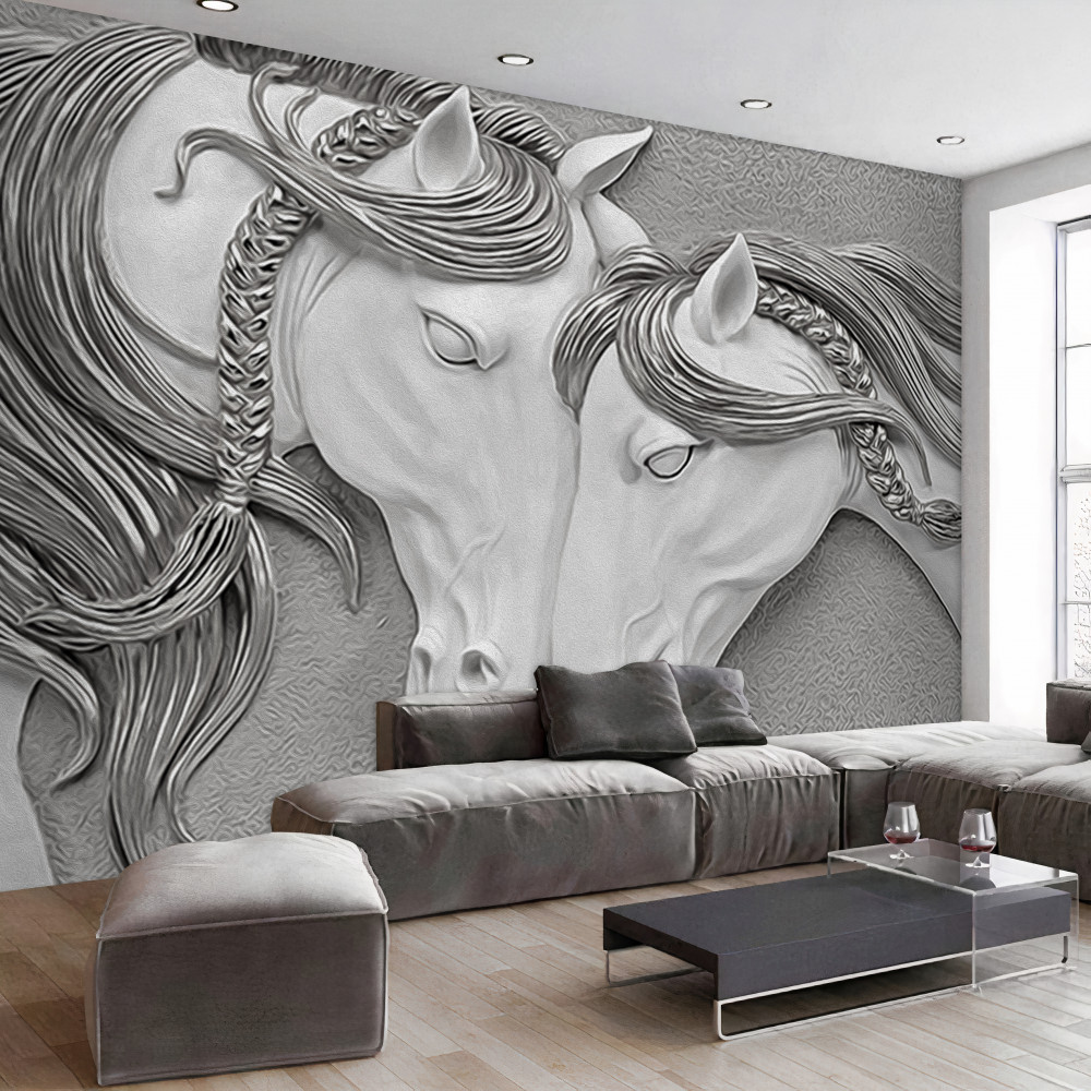 Fototapeta zakochane konie z płaskorzeźbami