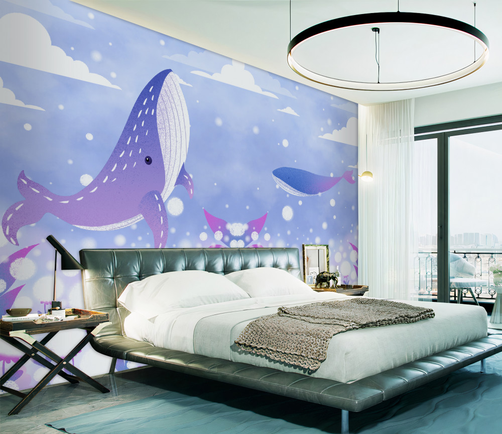 Fototapeta ławica wielorybów na dnie morza