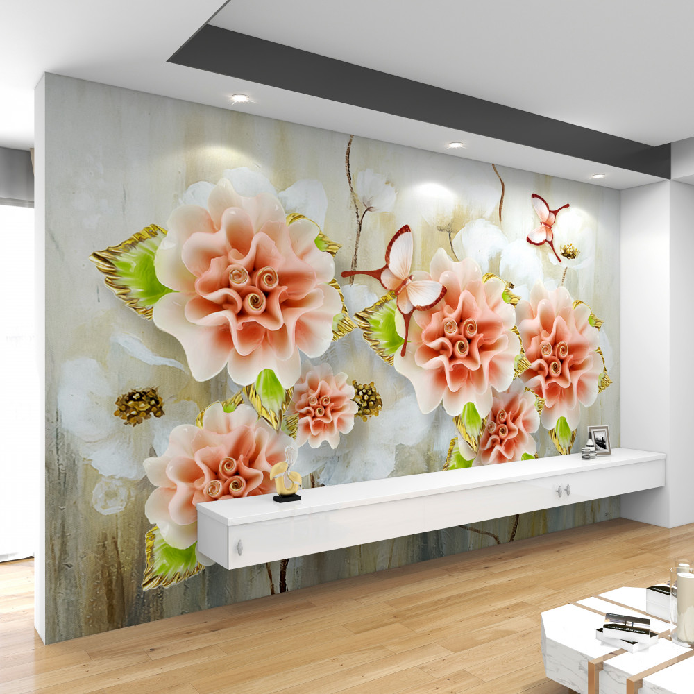 Fototapeta delikatne kwiaty w deszczu