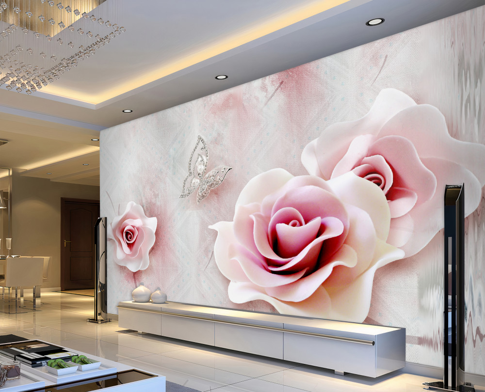 Fototapeta różowe pąki róż i motyle