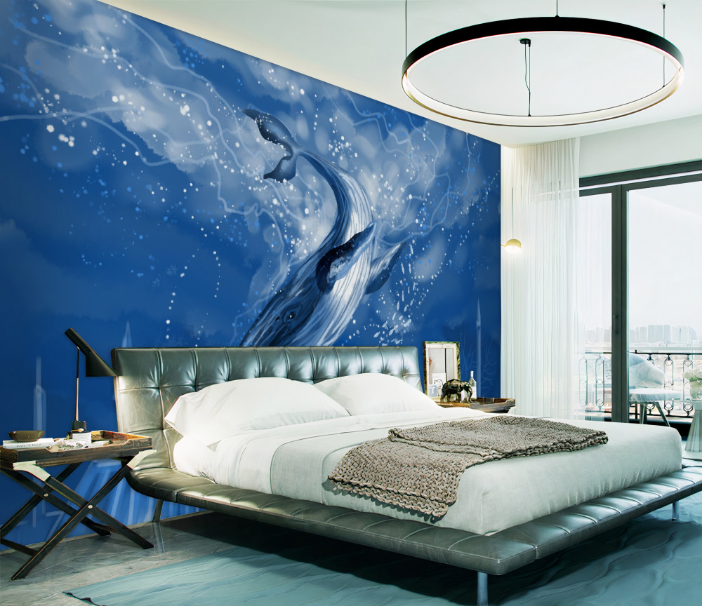 Fototapeta płetwal błękitny i otchłań oceanu