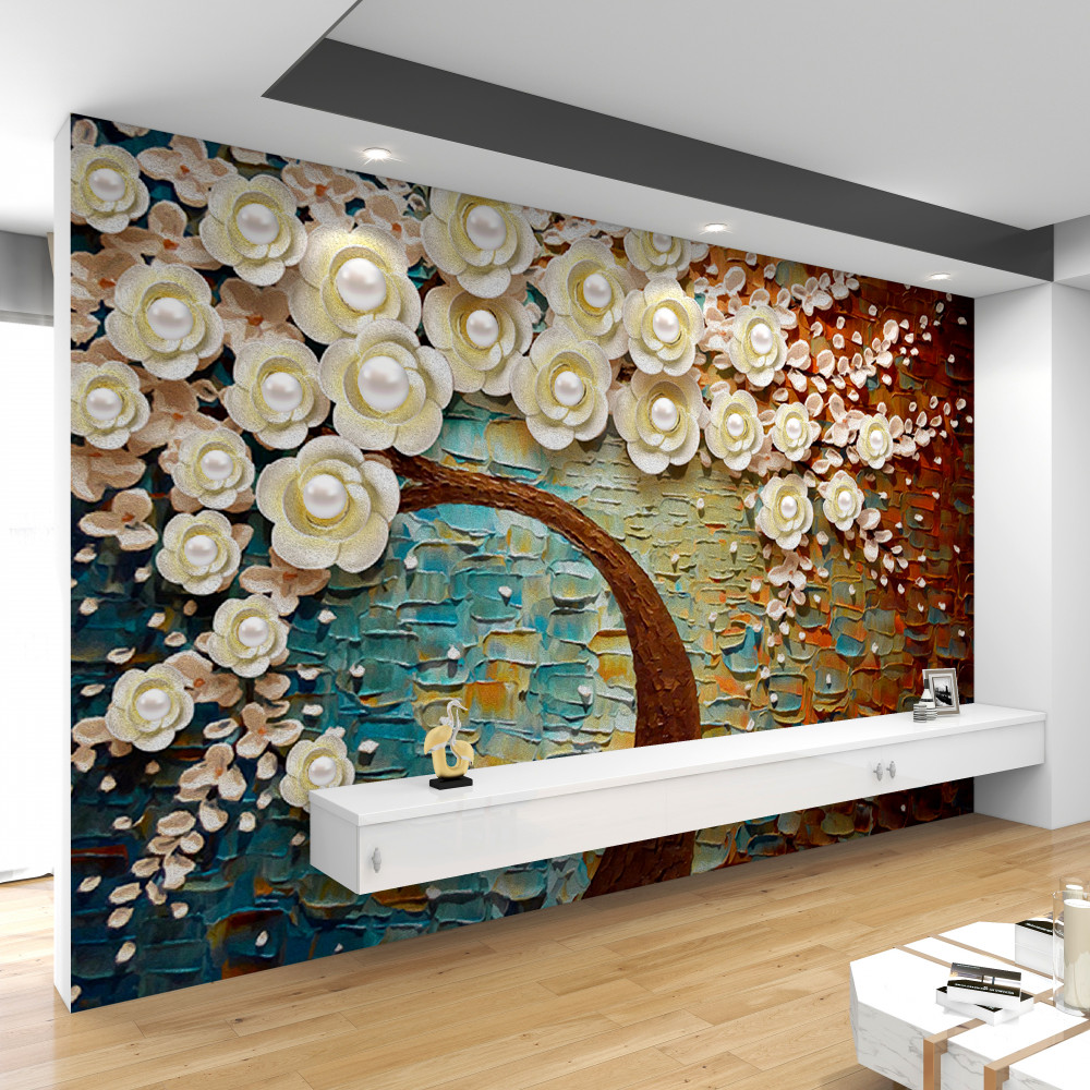 Fototapeta białe kwiaty perłowe