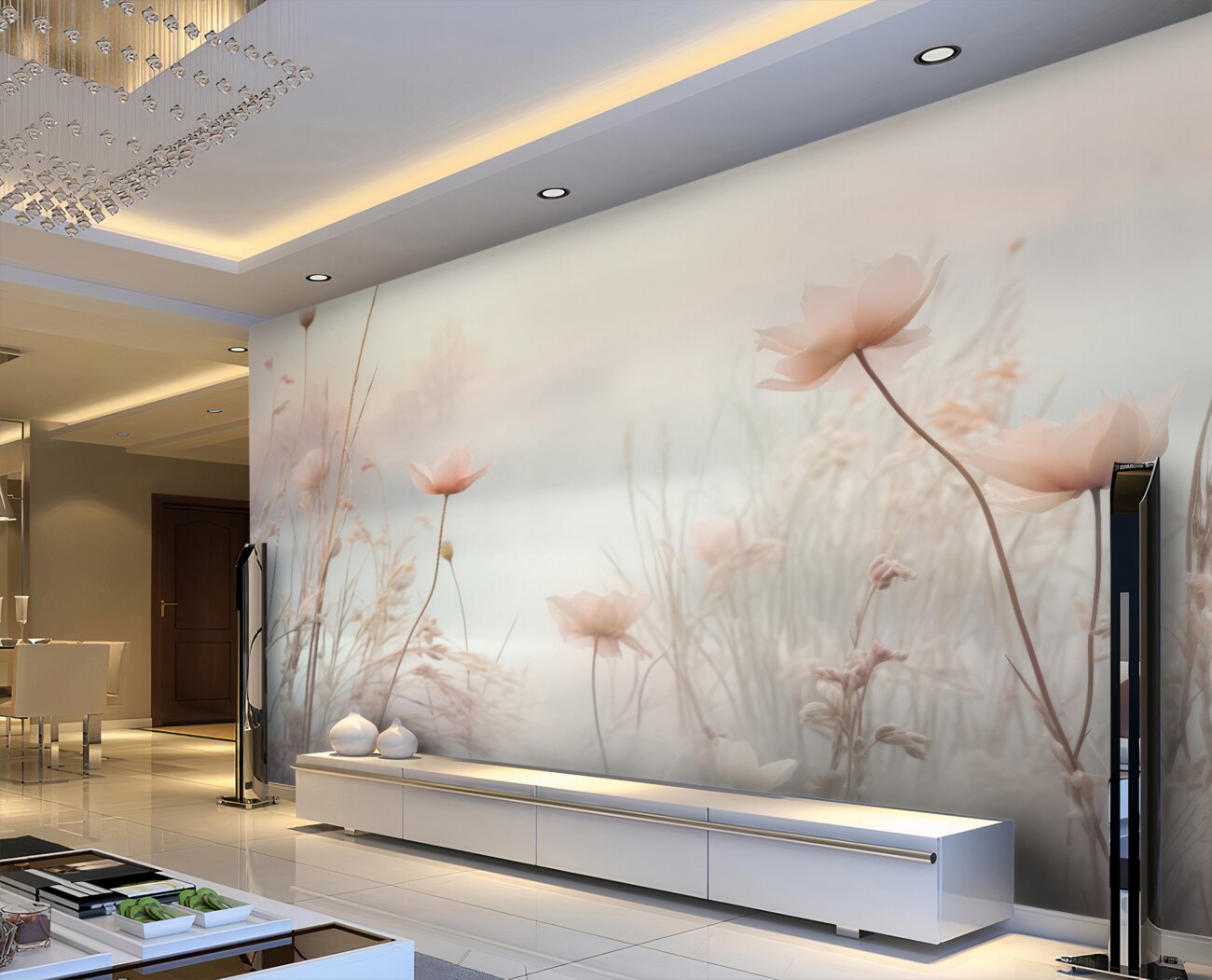 Fototapeta Mgliste kwiaty powierzchni i wody