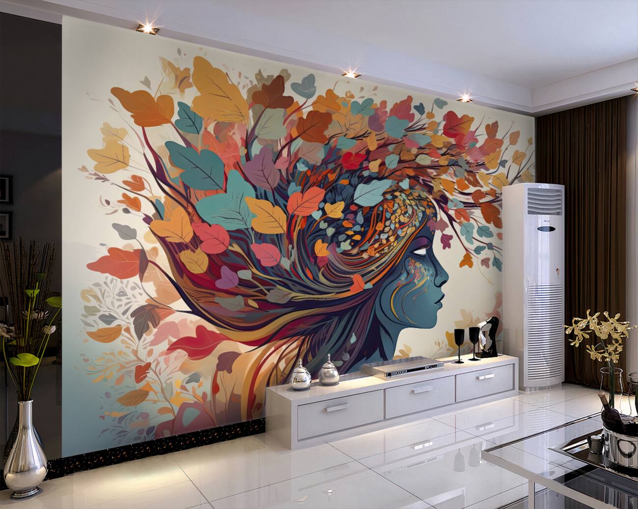 Fototapeta Dziewczyna z jesiennymi liśćmi